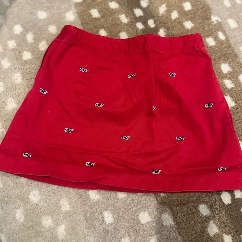 Vineyard Vines girls red embroidered whales pleated skirt
